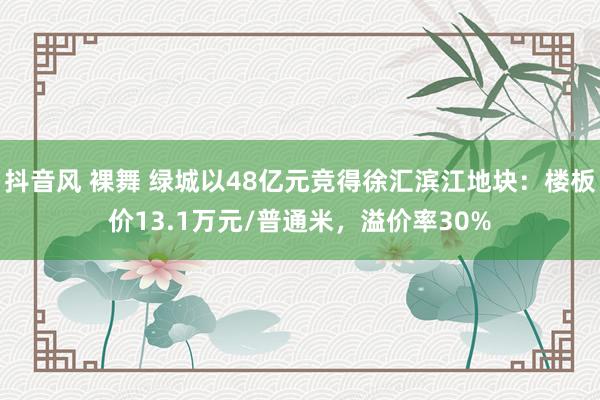 抖音风 裸舞 绿城以48亿元竞得徐汇滨江地块：楼板价13.1万元/普通米，溢价率30%